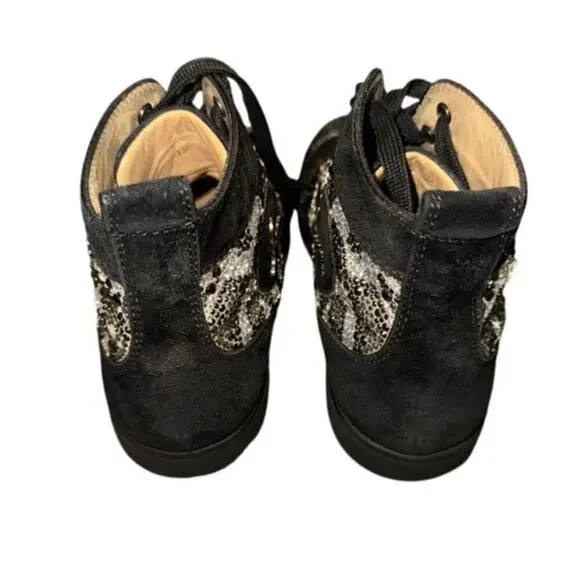 Christian Louboutin Louis Strass Crystal Leopard High Top Sneaker Womens size 39 - Picture 7 of 11